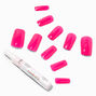 Hot Pink Glossy Long Square Vegan Faux Nail Set - 24 Pack,