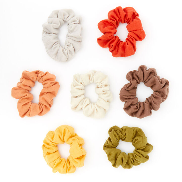 Earth Tone Solid Hair Scrunchies - 7 Pack,