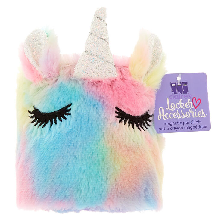 Faux Fur Rainbow Unicorn Utensil Bin Claire S Us