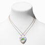 Best Friends BFF Rainbow Split Heart Pendant Necklaces - 2 Pack,