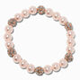 Blush Pink Pearl &amp; Rose Gold-tone Fireball Stretch Bracelet,