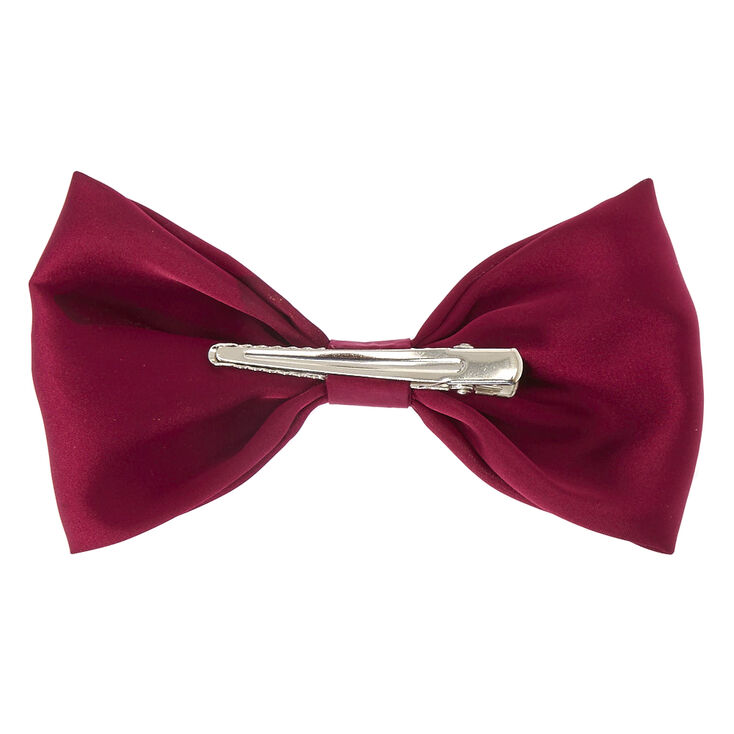 Burgundy Satin Hair Bow Clip,