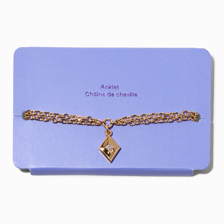 Gold-tone Triangle Crystal Chain Anklet