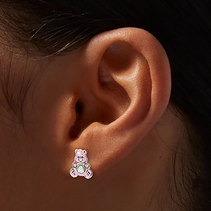 Care Bears&trade; Sterling Silver Enamel Cheer Bear Stud Earrings,