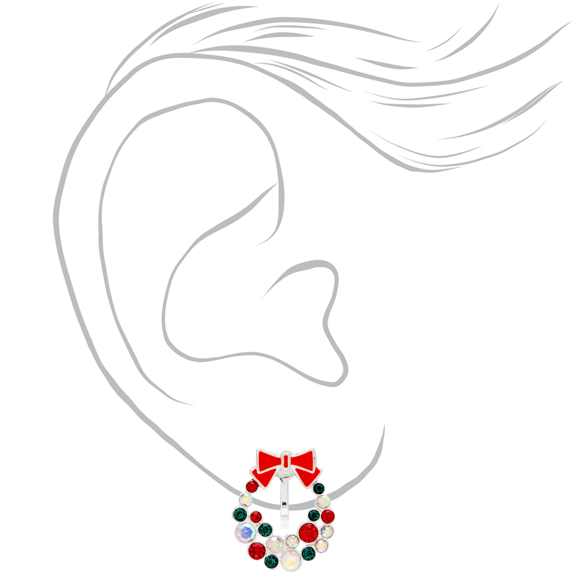 Silver Rhinestone Wreath Clip On Earrings,