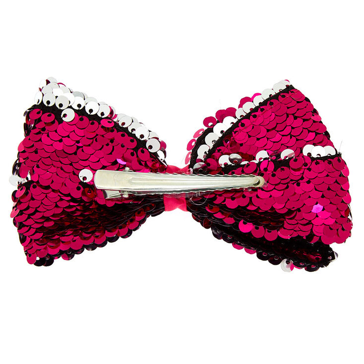 Claire&#39;s Club Reversible Sequins Hair Bow - Pink,