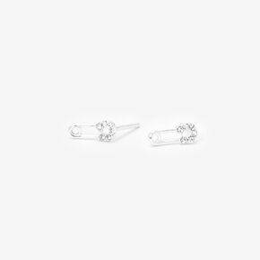Sterling Silver Safety Pin Stud Earrings,