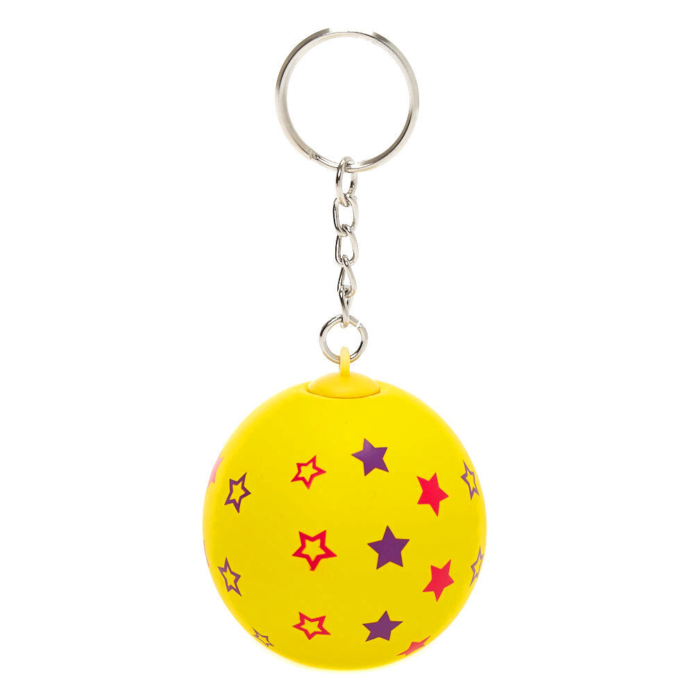 Porte-clés avec balle anti-stress à imprimé étoile jaune,