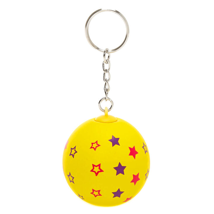 Porte-cl&eacute;s avec balle anti-stress &agrave; imprim&eacute; &eacute;toile jaune,