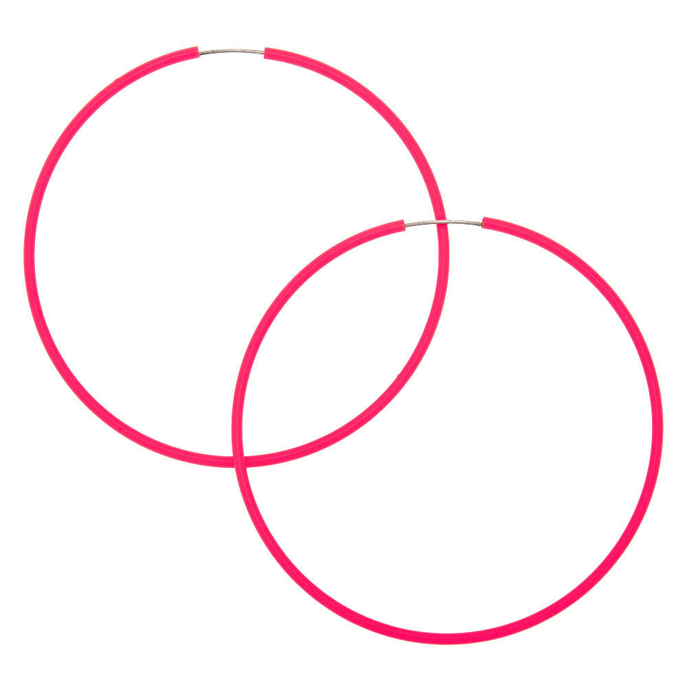 Neon pink hoop earrings sale