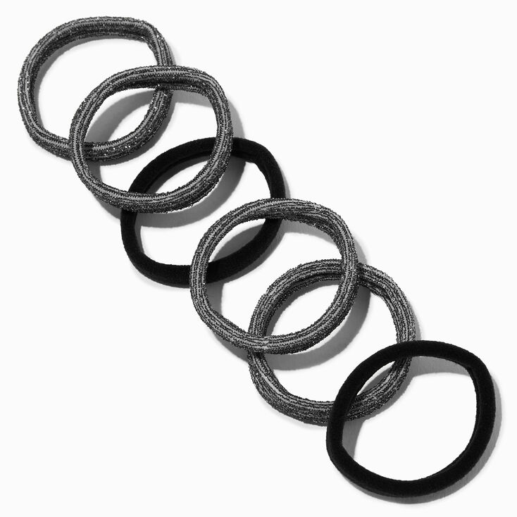Black Lurex Rolled Hair Ties - 12 Pack ,