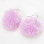 1.5&quot; Pom Pom Drop Earrings - Purple,