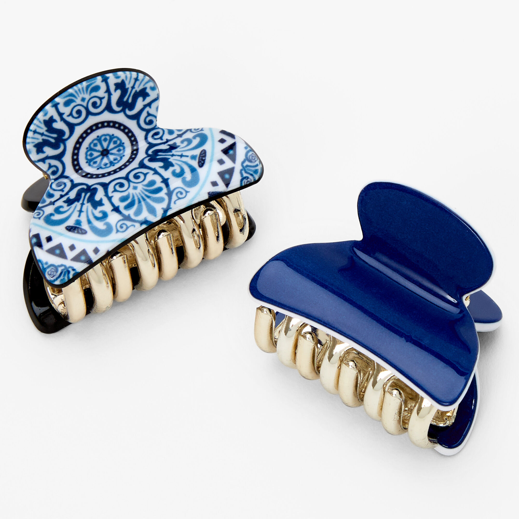 Claire's Pinces à cheveux à motif - Bleu, lot de 2