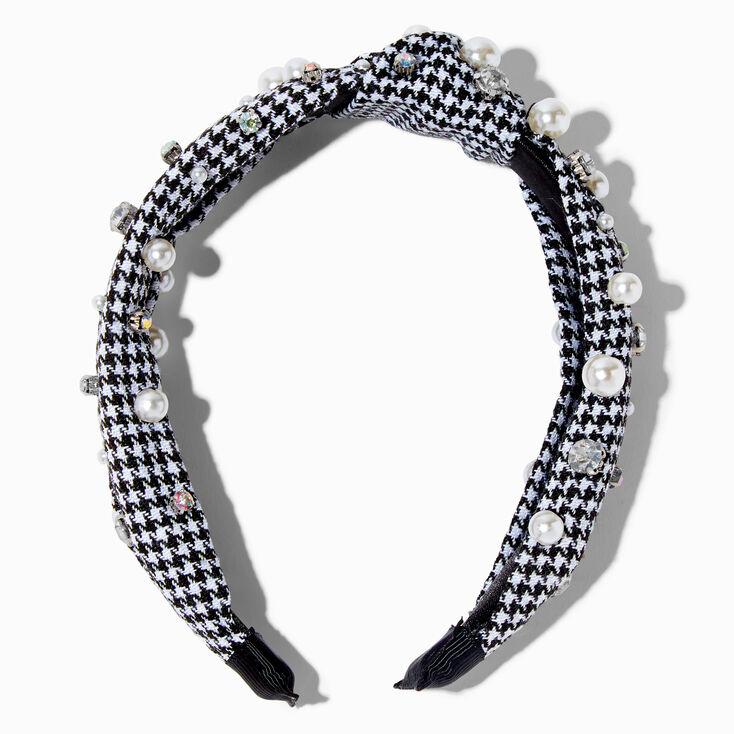 Houndstooth Embellished Knotted Headband,