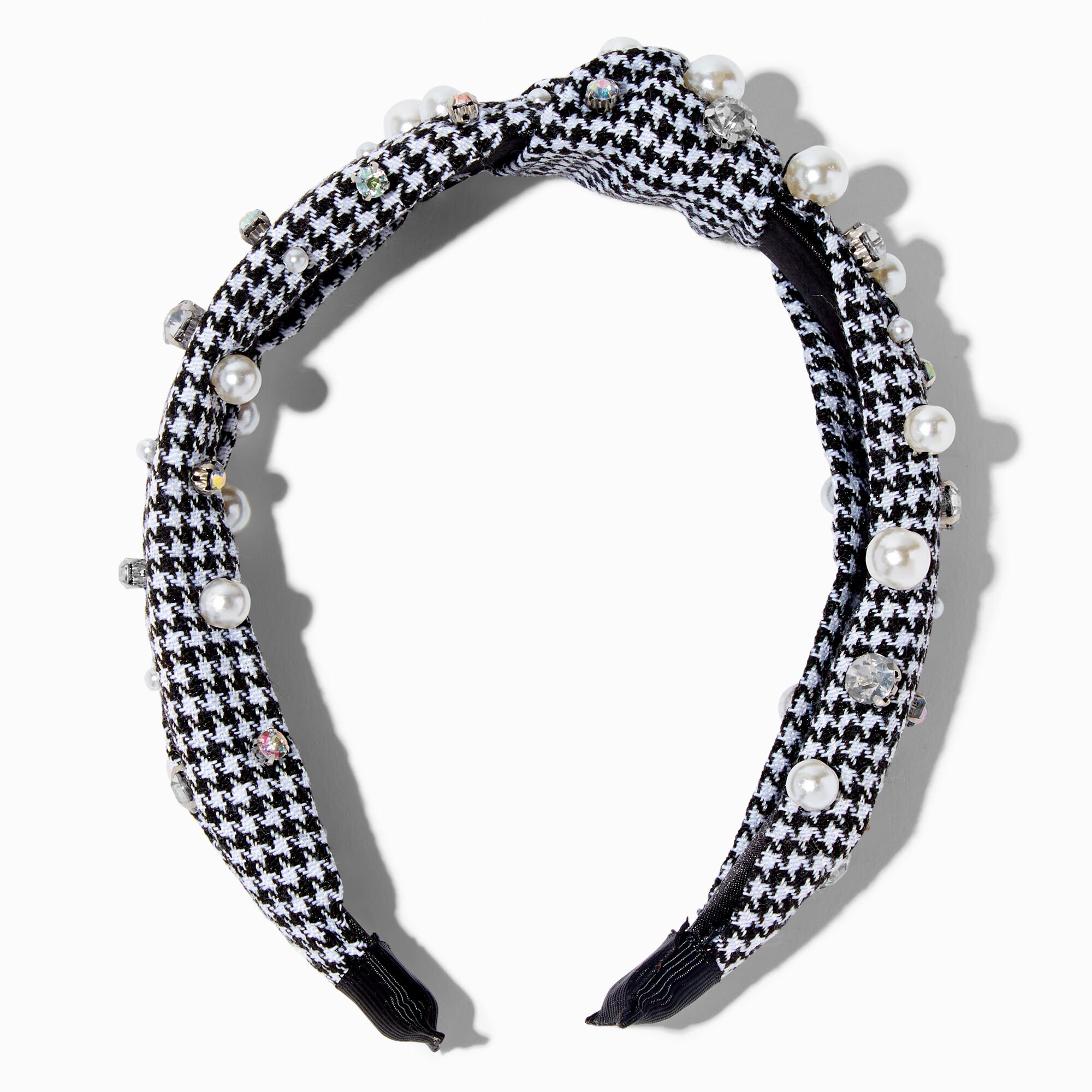 View Claires Houndstooth Embellished Knotted Headband information