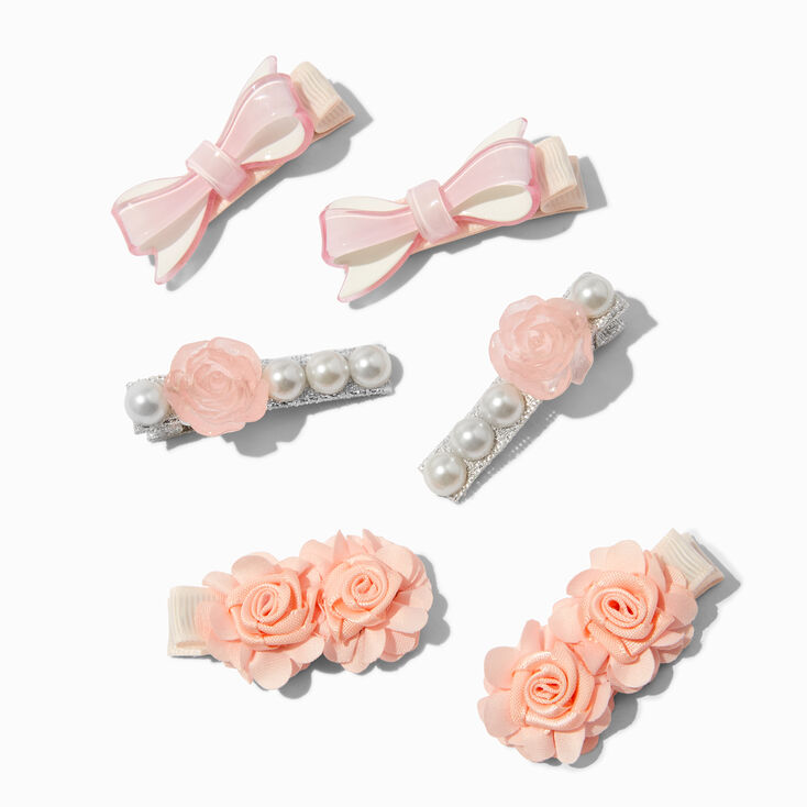 Claire&#39;s Club Pink Rose Hair Clips - 6 Pack,