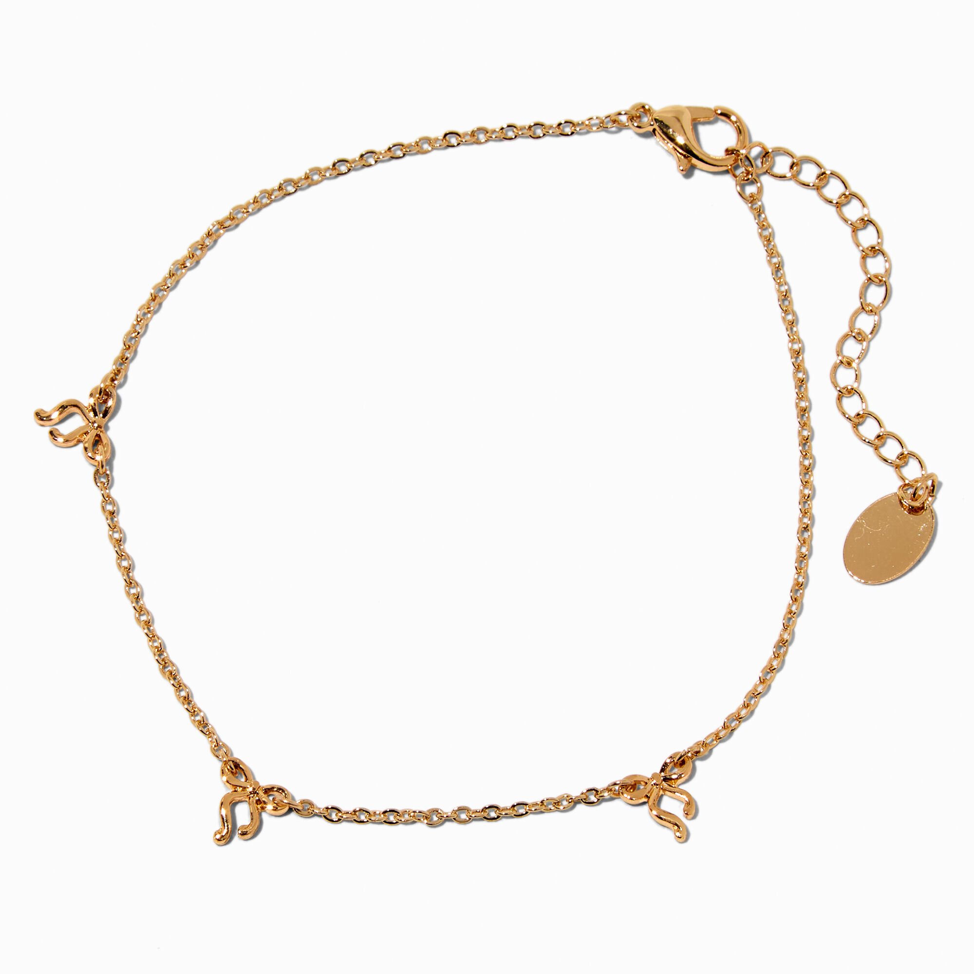 Gold-tone Multi Bow Chain Anklet,