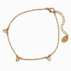 Gold-tone Multi Bow Chain Anklet,