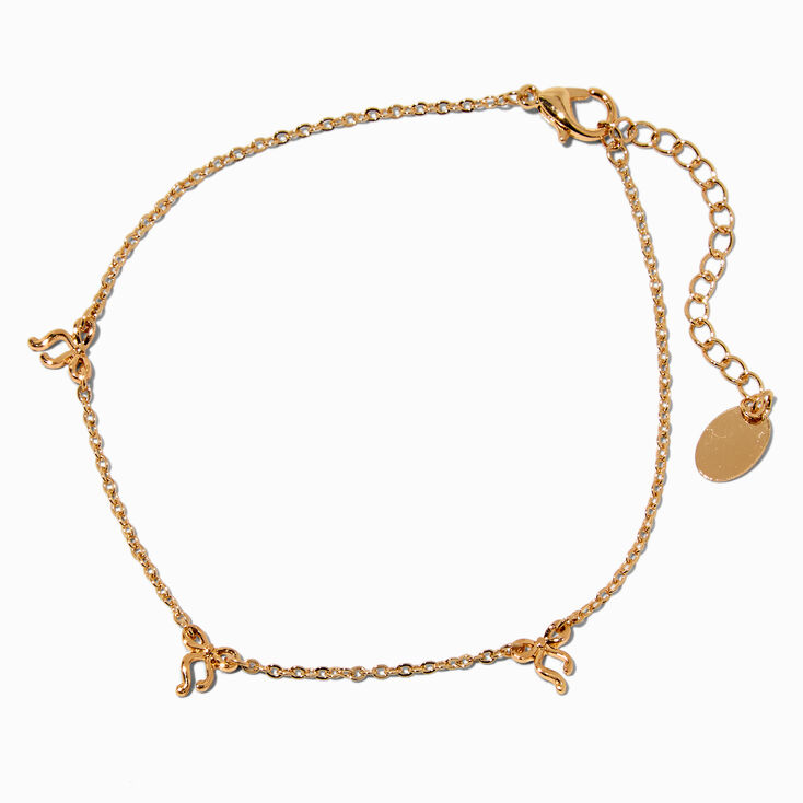 Gold-tone Multi Bow Chain Anklet,