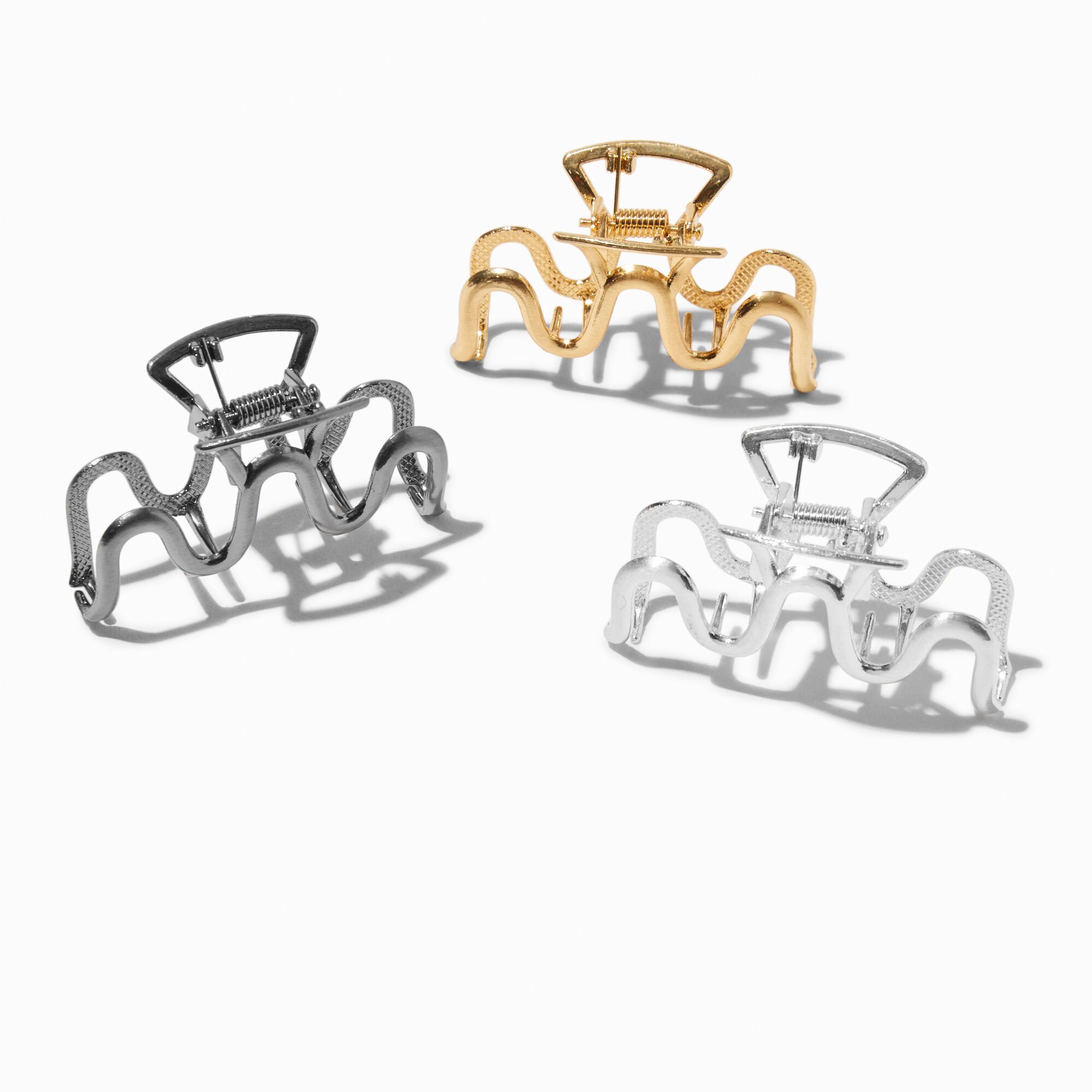 Pinces à cheveux design ondulé en métaux mixtes - Lot de 3,