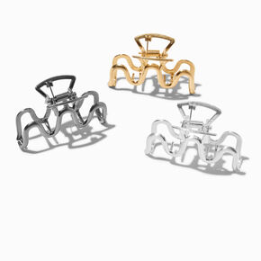 Mixed Metal Squiggle Hair Claws - 3 Pack,