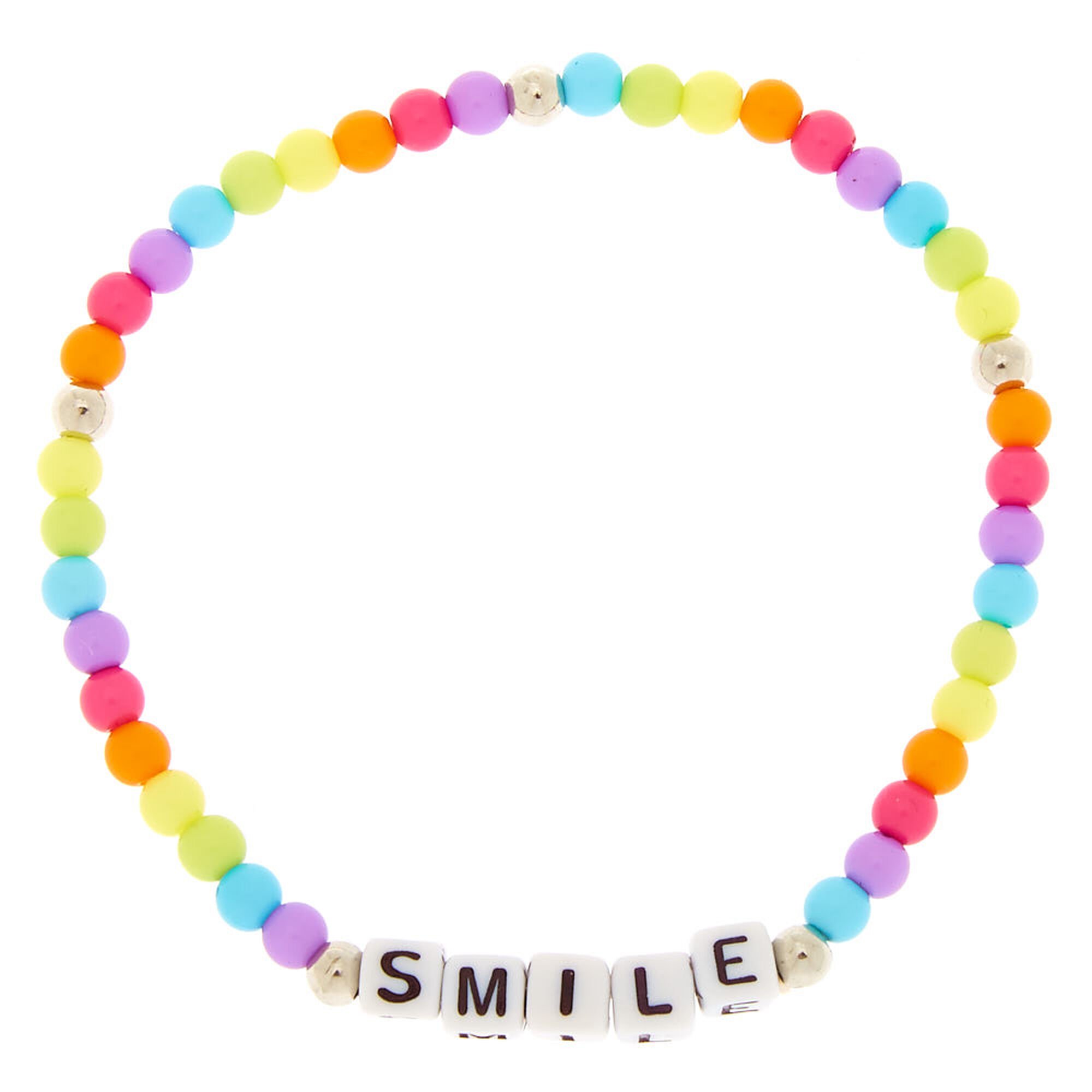 View Claires Rainbow Smile Beaded Stretch Bracelet White information