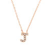 Rose Gold Embellished Initial Pendant Necklace - J,