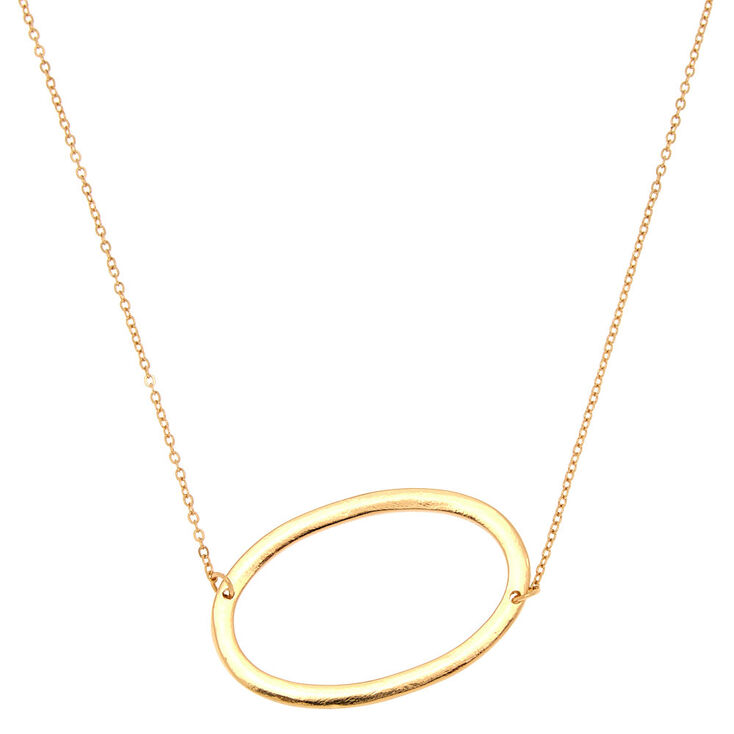 Oversized Initial Pendant Necklace - O,