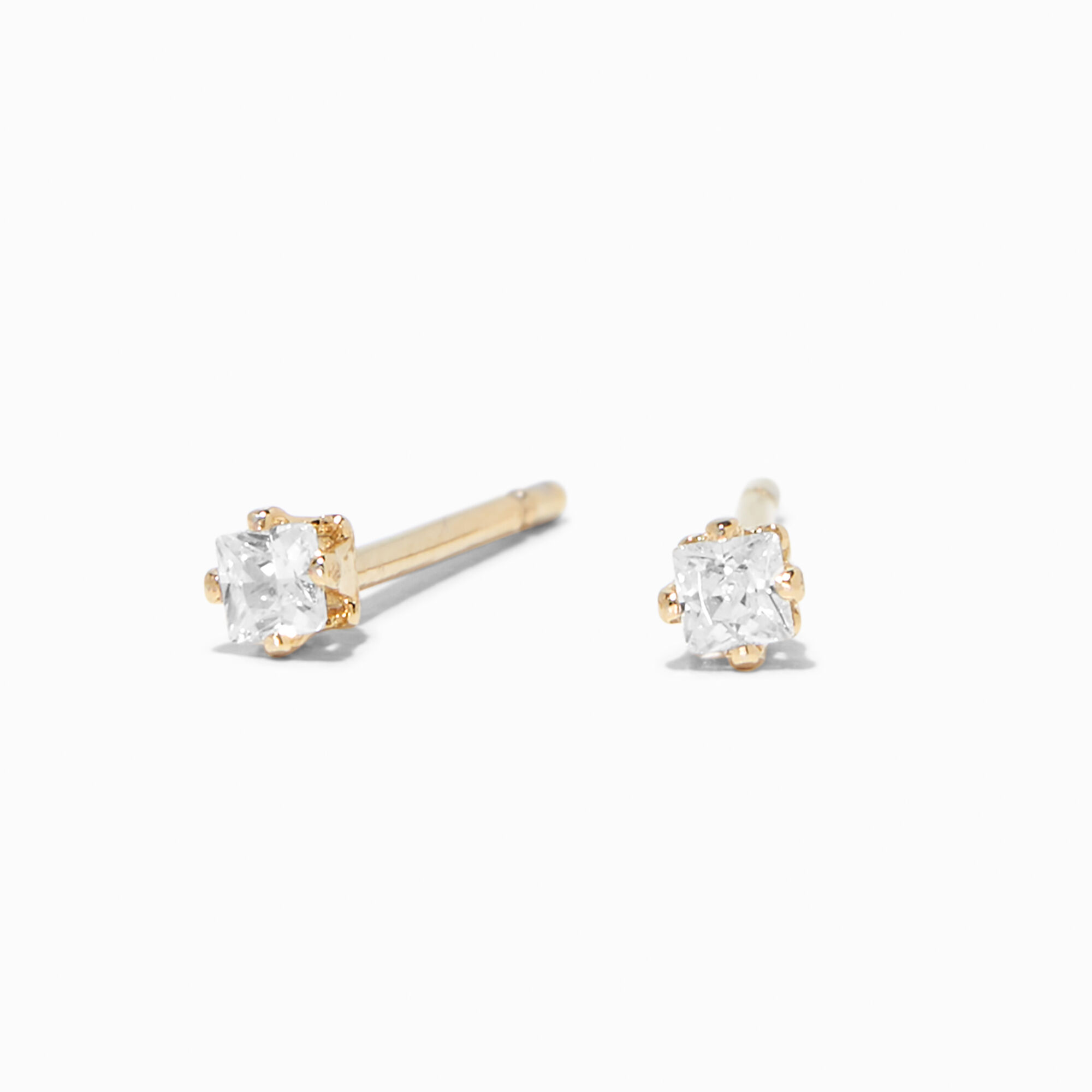 View Claires 18K Plated Cubic Zirconia 2MM Square Stud Earrings Gold information