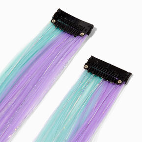 Purple &amp; Mint Tinsel Faux Hair Clips - 2 Pack,