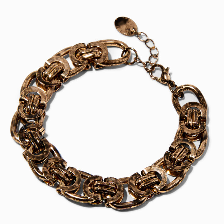 Antiqued Gold-tone Chunky Chain Link Bracelet,