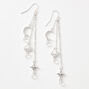 Silver 3&quot; Celestial Eye Drop Earrings,