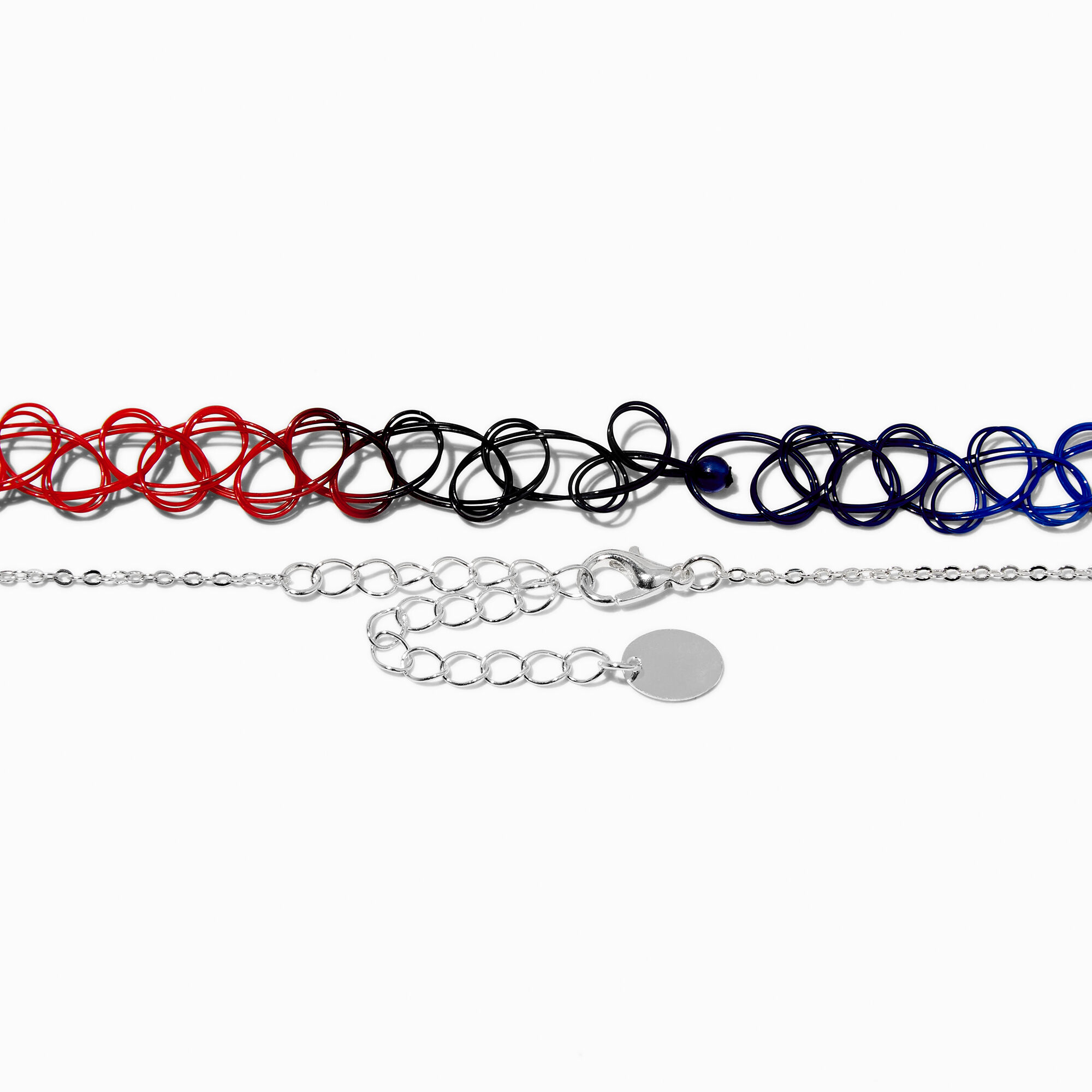 Red White Blue Heart Choker Necklace Set 2 Pack Claire s