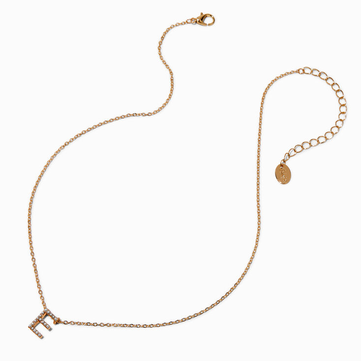 Gold-tone Mini Pearl Initial Chain Necklace - E,