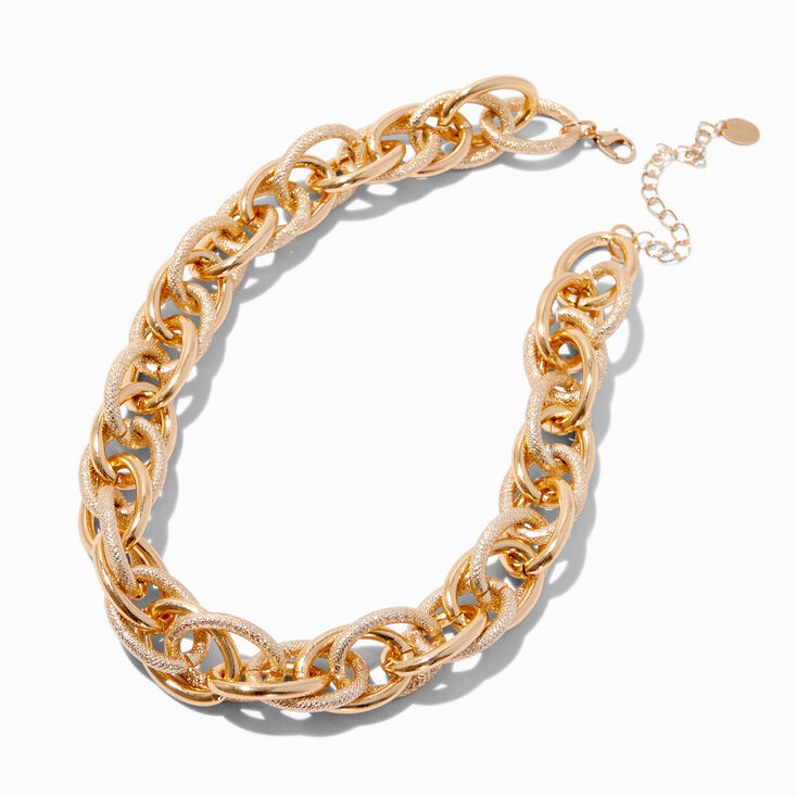 Gold-tone Mega Textured Chain Necklace,