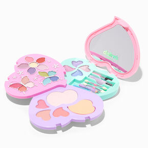 Palette compacte de maquillage bling-bling c&oelig;ur arc-en-ciel pastel,