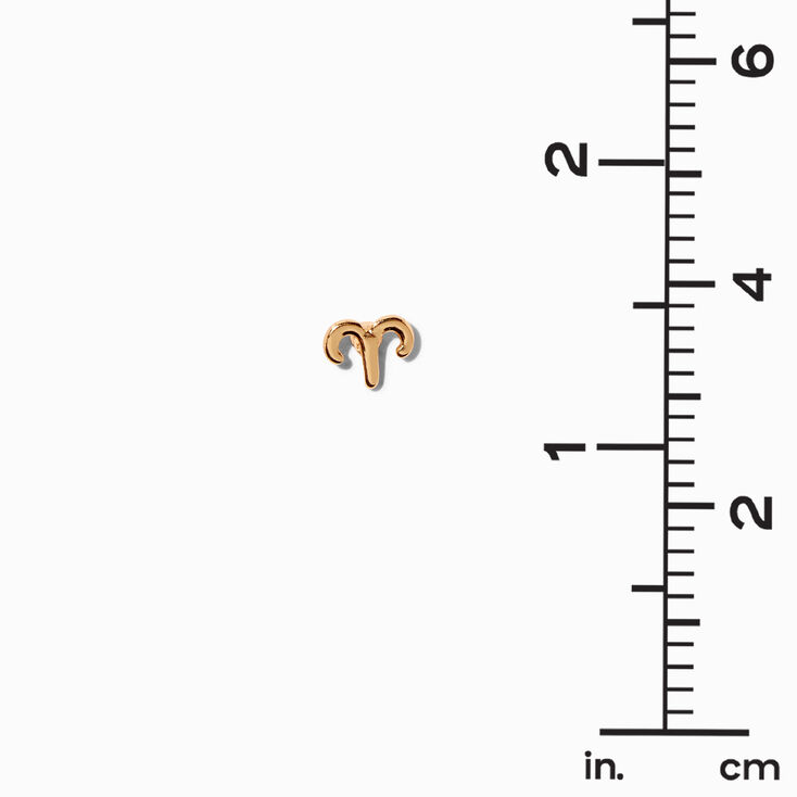 Gold Zodiac Stud Earrings - Aries,