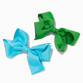 Blue/Green Cheer Bow Hair Barrettes - 2 Pack,
