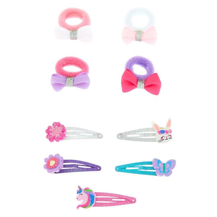 Claire&#39;s Club Snap Clip and Hair Bobble Flower Box Set - 9 Pack,