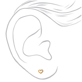 18kt Gold Plated Half Crystal Heart Stud Earrings,