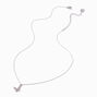 Silver-tone Stainless Steel Pav&eacute; Butterfly Pendant Necklace,