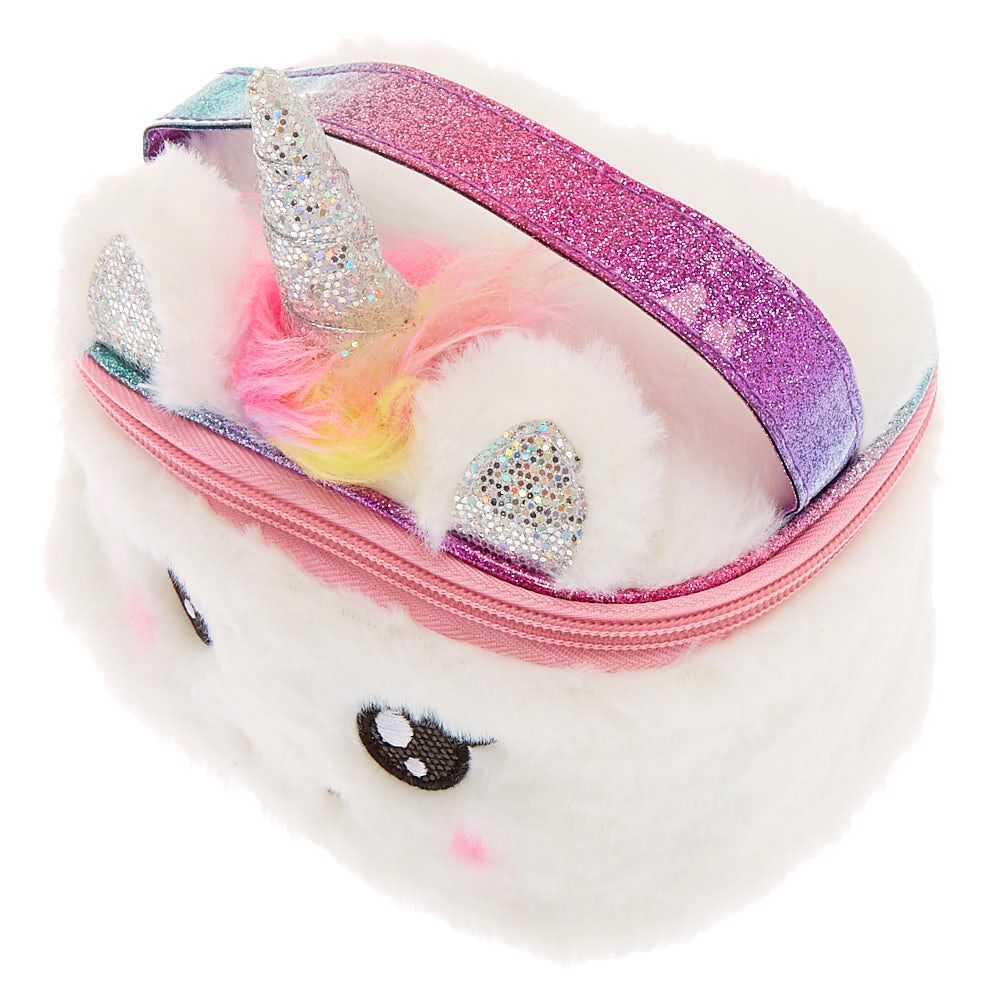 Trousse de maquillage licorne blanche aux tons pastel du Club Claire's,