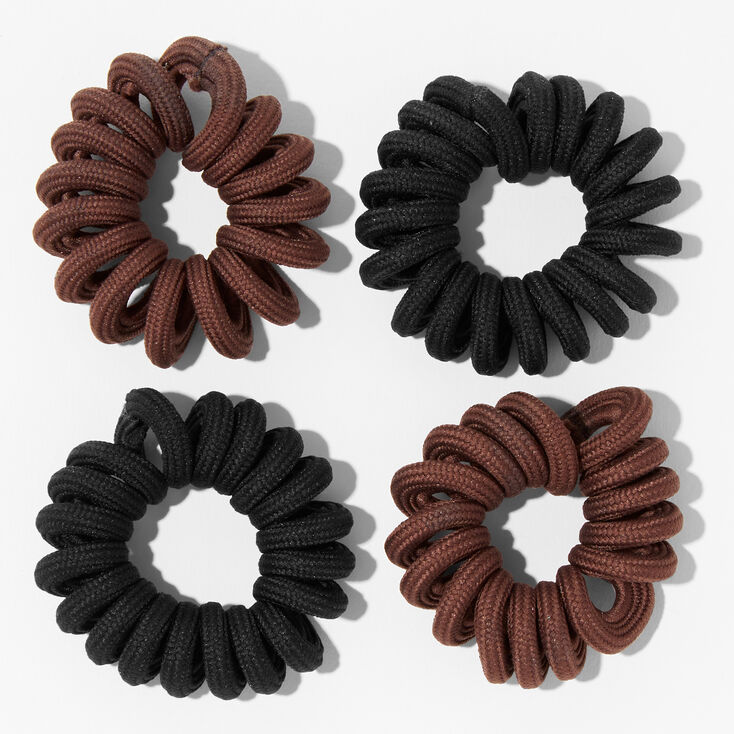 Black And Brown Spiral Hair Ties - 4 Pack,