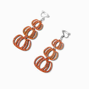 Acrylic Glitter Stacked Pumpkins 2&#39;&#39; Clip-On Drop Earrings,