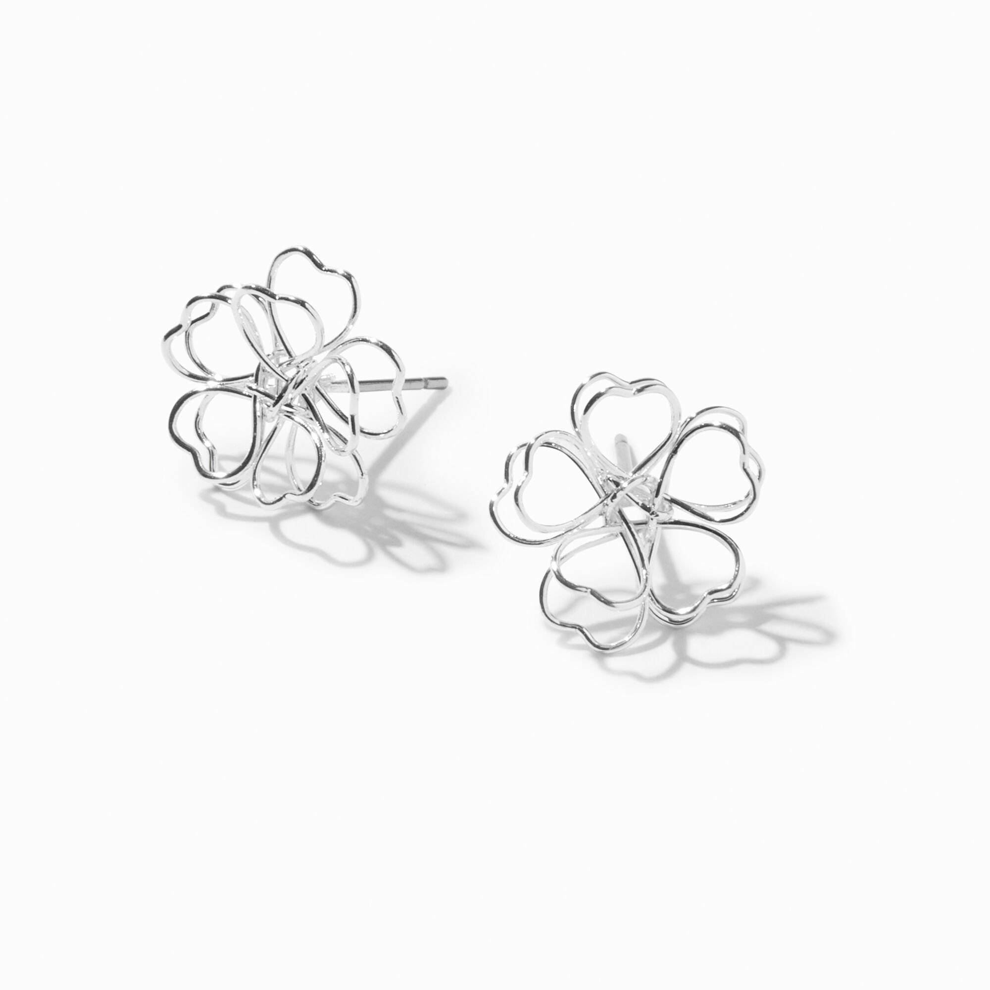 Silver Wire Flower Stud Earrings Claire s US