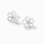 Silver-tone Wire Flower Stud Earrings,