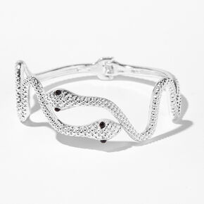 Silver-tone Textured Snake Cuff Bracelet,