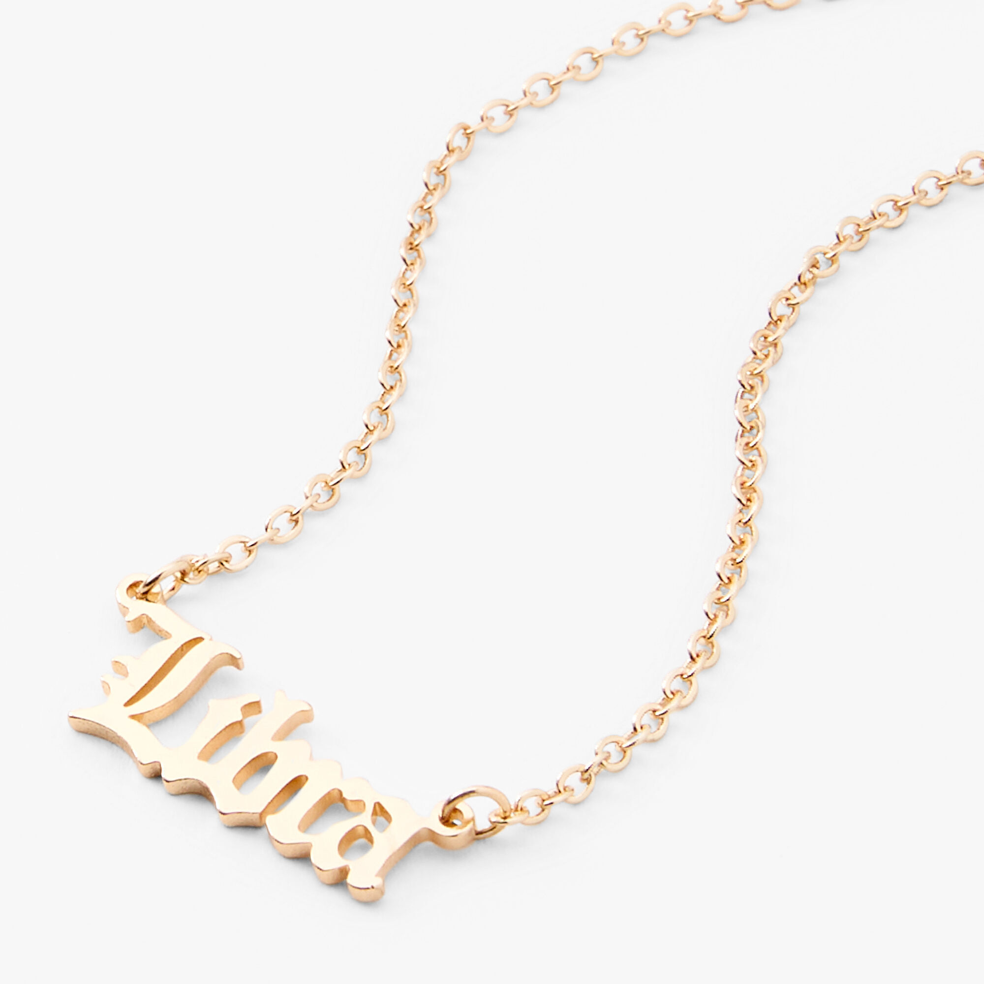Gold Gothic Zodiac Pendant Necklace Libra Claire s US