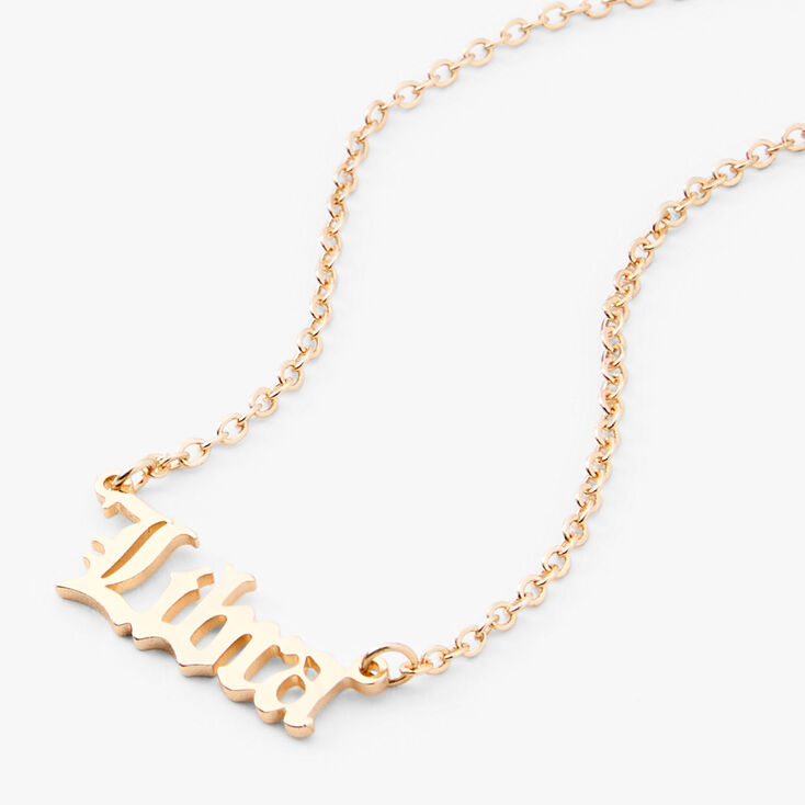 Gold-tone Gothic Zodiac Pendant Necklace - Libra,