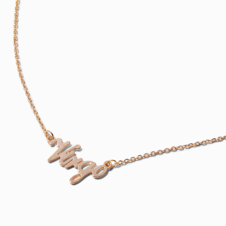 Gold-tone Script Zodiac Pendant Necklace - Virgo,